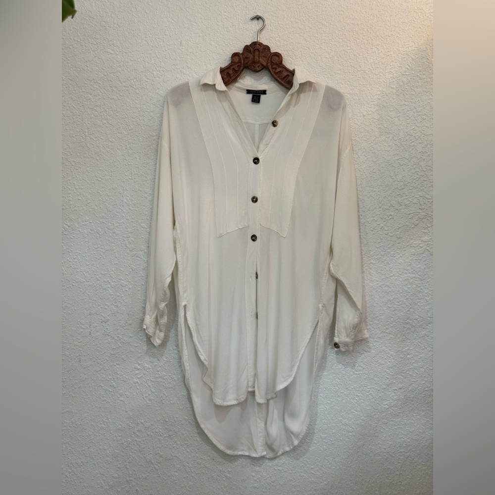 Vintage Havana Cream Button-Front Tunic Shirt
